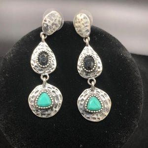 Turquoise and Black Onyx Drop Earrings